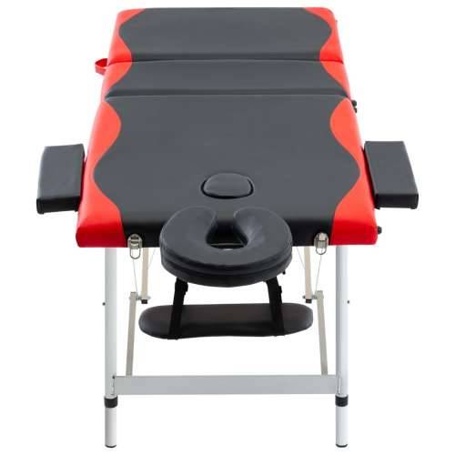 Sklopivi masažni stol s 3 zone aluminijski crno-crveni Cijena
