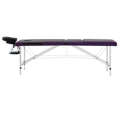 Sklopivi stol za masažu s 3 zone aluminijski crno-ljubičasti Cijena