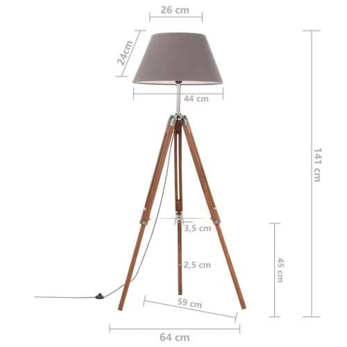 Podna svjetiljka s tronošcem medeno-siva od tikovine 141 cm - Smeđa i siva 1 Cijena