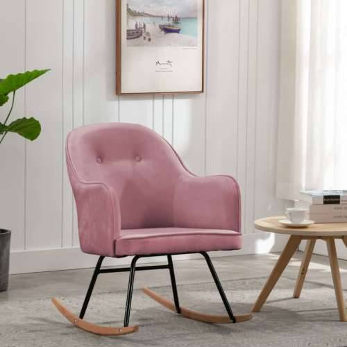 Stolica za ljuljanje ružičasta baršunasta Cijena