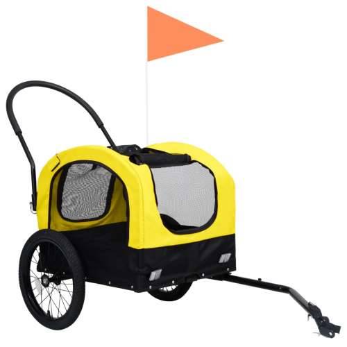 2-u-1 prikolica za bicikl i kolica za kućne ljubimce žuto-crna Cijena