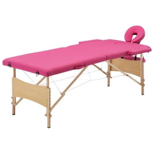 Sklopivi stol za masažu s 2 zone drveni ružičasti Cijena