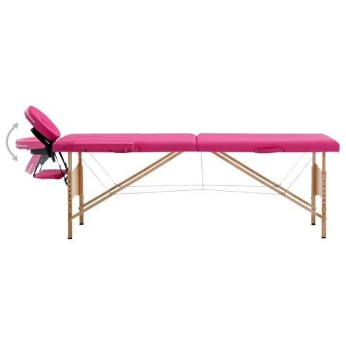 Sklopivi stol za masažu s 2 zone drveni ružičasti Cijena