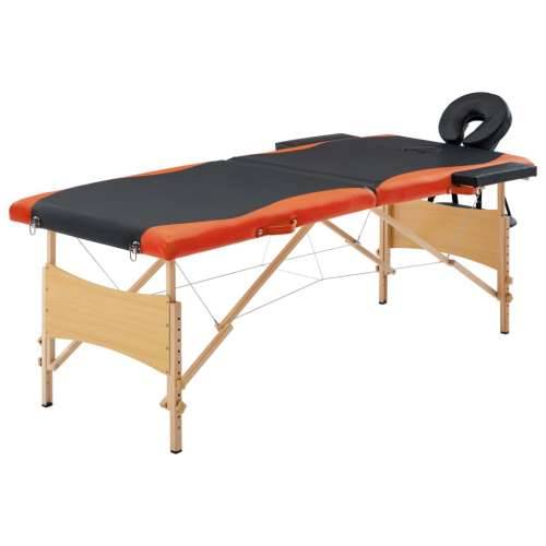Sklopivi stol za masažu s 2 zone drveni crno-narančasti Cijena