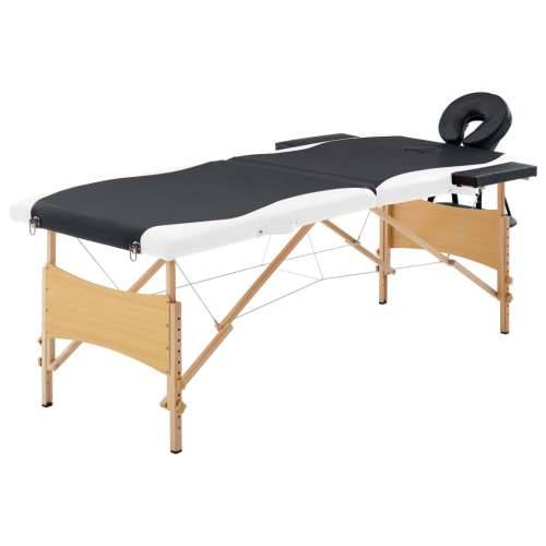 Sklopivi stol za masažu s 2 zone drveni crno-bijeli Cijena
