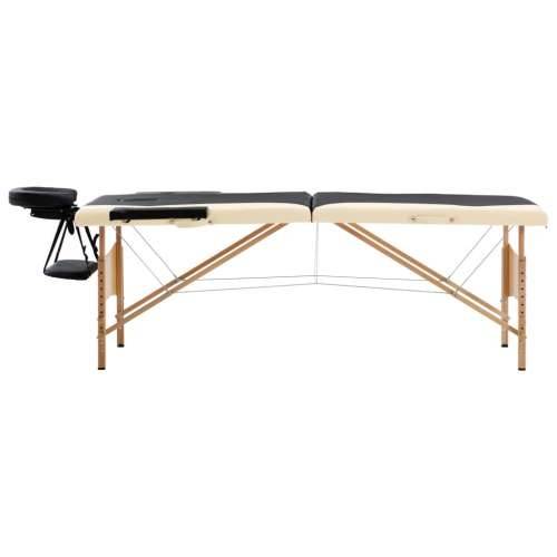 Sklopivi stol za masažu s 2 zone drveni crni i bež Cijena