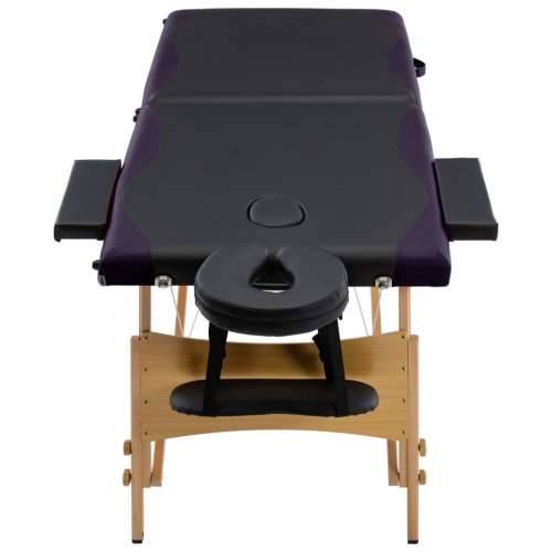 Sklopivi stol za masažu s 2 zone drveni crni Cijena
