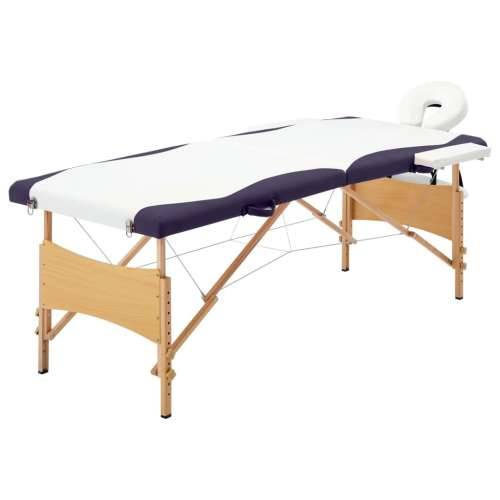 Sklopivi stol za masažu s 2 zone drveni bijelo-ljubičasti Cijena