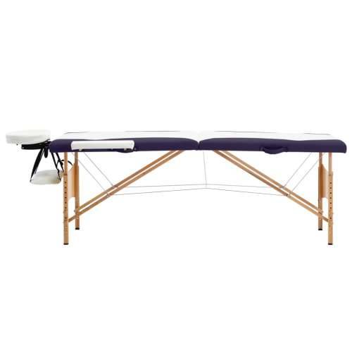 Sklopivi stol za masažu s 2 zone drveni bijelo-ljubičasti Cijena