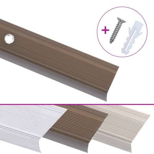 Rubnjaci za stepenice L-oblika 5 kom aluminijski 100 cm smeđi - Smeđa 100 cm (5 kom) Vijci Cijena