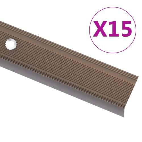 Rubnjaci za stepenice L-oblika 15 kom aluminijski 100 cm smeđi - Smeđa 100 cm (15 pcs) Vijci Cijena
