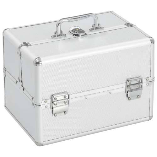 Kovčeg za šminku 22 x 30 x 21 cm srebrni aluminijski Cijena
