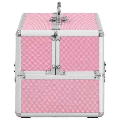 Kovčeg za šminku 22 x 30 x 21 cm ružičasti aluminijski Cijena