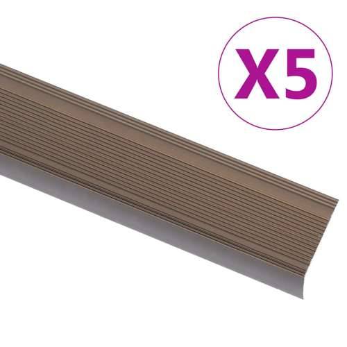 Rubnjaci za stepenice L-oblika 5 kom aluminijski 100 cm smeđi - Smeđa 100 cm (5 kom) Traka Cijena
