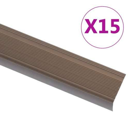 Rubnjaci za stepenice L-oblika 15 kom aluminijski 100 cm smeđi - Smeđa 100 cm (15 pcs) Traka Cijena