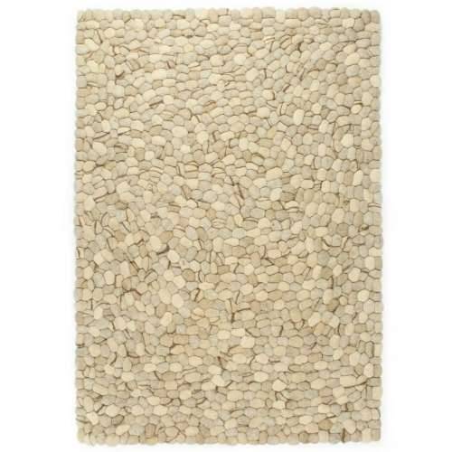 Tepih s kamenčićima od vunenog filca 80x150 cm bež/sivi/smeđi Cijena
