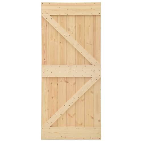 Klizna vrata s priborom za montažu 90 x 210 cm masivna borovina - Smeđa 90 x 210 cm 2 Cijena