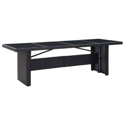Vrtni stol crni 240 x 90 x 74 cm od poliratana i stakla