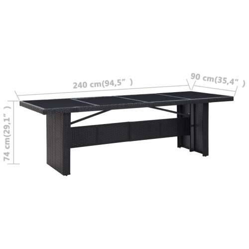 Vrtni stol crni 240 x 90 x 74 cm od poliratana i stakla Cijena