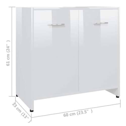 Kupaonski ormarić sjajni bijeli 60x33x61 cm konstruirano drv - Visoko sjajno bijela 1 Cijena