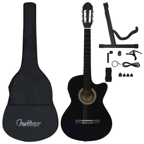 12-dijelni set gitare Western s ujednačivačem i 6 žica crni - Crna 4/4 39” Cijena
