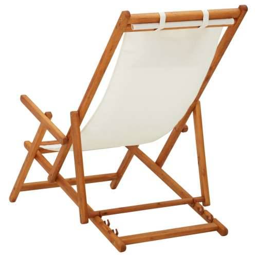 Sklopiva stolica za plažu od drva eukaliptusa i tkanine krem Cijena
