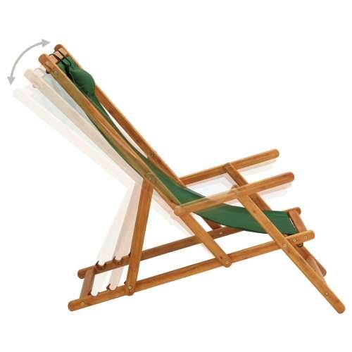 Sklopiva stolica za plažu od drva eukaliptusa i tkanine zelena Cijena
