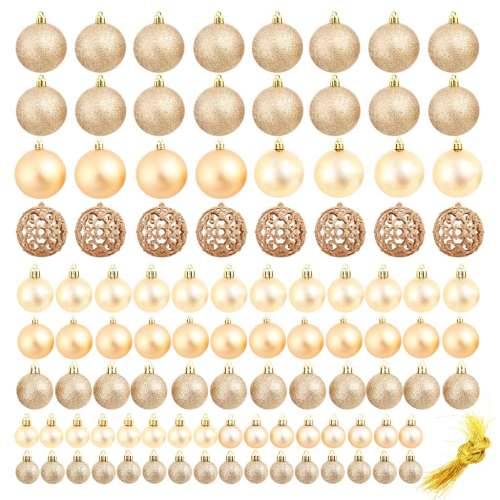 Set božićnih kuglica 100 komada 3/4/6 cm ružičasti/zlatni Cijena