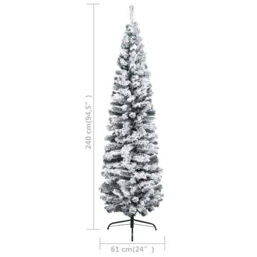Tanko umjetno božićno drvce sa snijegom zeleno 240 cm PVC - Zelena 240 cm 1 with flocked white snow Cijena