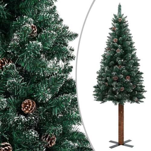 Tanko božićno drvce s pravim drvom i snijegom zeleno 150 cm Cijena