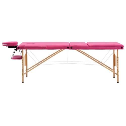 Sklopivi stol za masažu s 3 zone drveni ružičasti Cijena