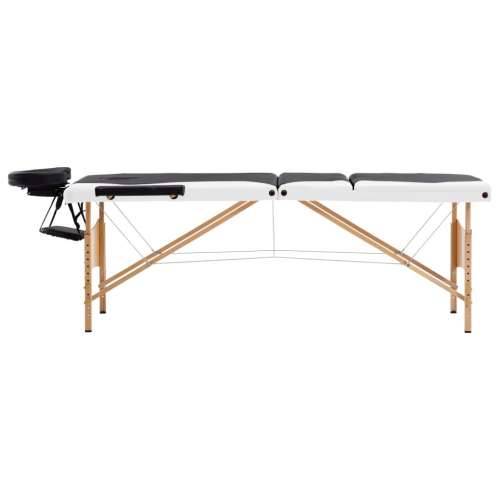 Sklopivi stol za masažu s 3 zone drveni crno-bijeli Cijena