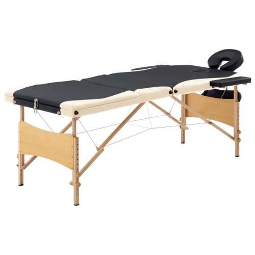 Sklopivi stol za masažu s 3 zone drveni crni i bež Cijena