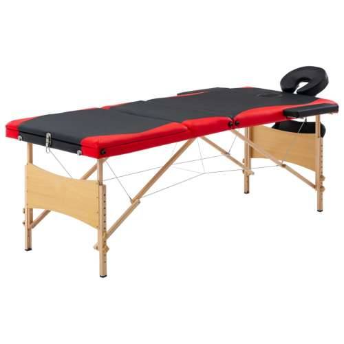Sklopivi masažni stol s 3 zone drveni crno-crveni Cijena
