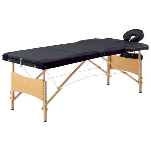 Sklopivi masažni stol s 3 zone drveni crno-ljubičasti Cijena