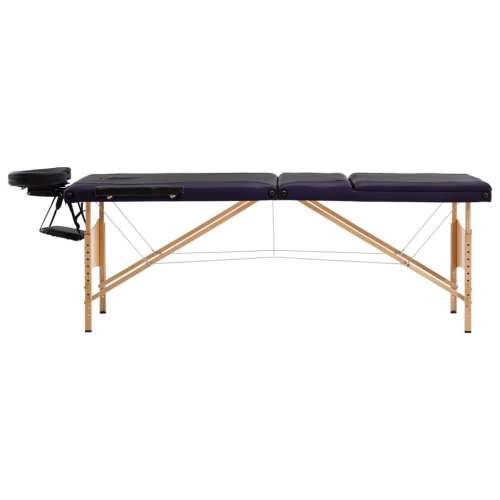 Sklopivi masažni stol s 3 zone drveni crno-ljubičasti Cijena