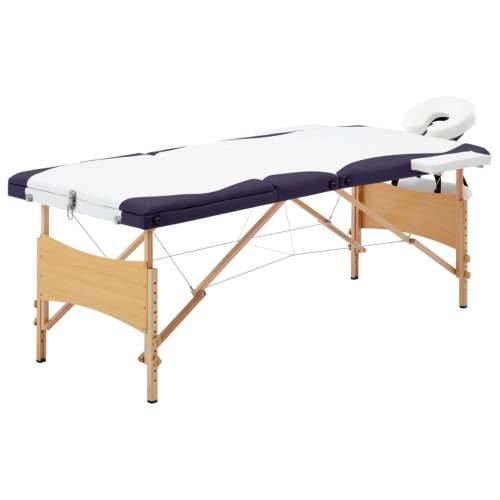 Sklopivi stol za masažu s 3 zone drveni bijelo-ljubičasti Cijena
