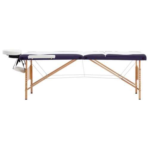 Sklopivi stol za masažu s 3 zone drveni bijelo-ljubičasti Cijena