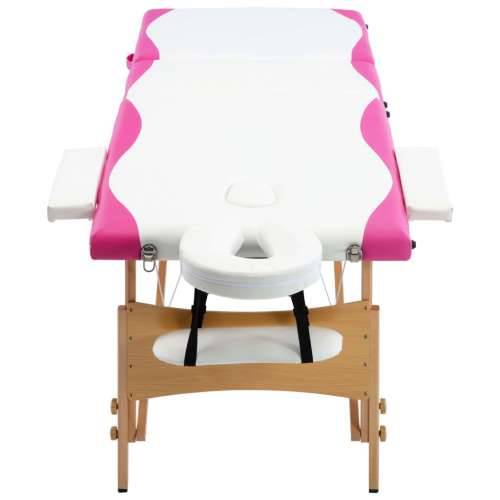Sklopivi stol za masažu s 3 zone drveni bijelo-ružičasti Cijena