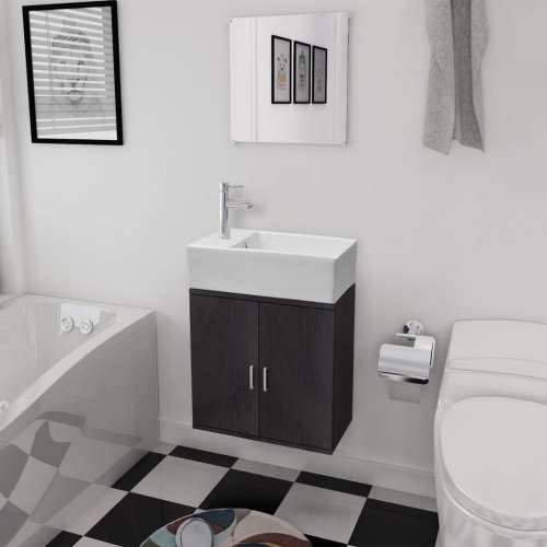 3-Dijelni Komplet Namještaja za Kupaonicu s Umivaonikom Crni Cijena