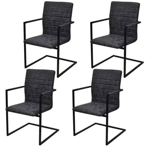 Konzolne blagovaonske stolice od umjetne kože 4 kom crne