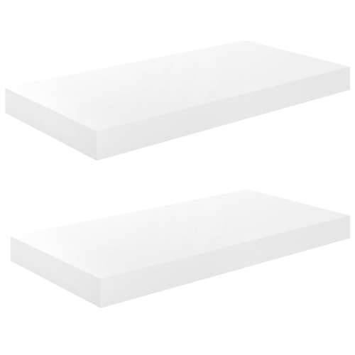 Plutajuće zidne police 2 kom sjajne bijele 50 x 23 x 3,8 cm MDF - Visoko sjajno bijela 50 x 23 x 3.8 cm 2 1 Cijena