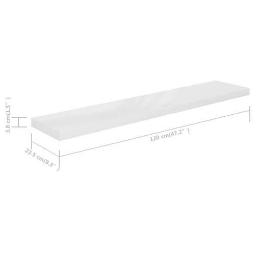 Plutajuće zidne police 2 kom sjajne bijele 120x23,5x3,8 cm MDF - Visoko sjajno bijela 120 x 23.5 x 3.8 cm 2 1 Cijena