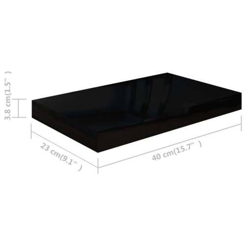 Plutajuća zidna polica visoki sjaj crna 40 x 23 x 3,8 cm MDF - visoko sjajno crna 40 x 23 x 3.8 cm 1 Cijena