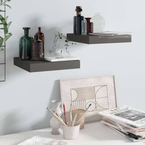 Plutajuće zidne police 2 kom sjajne sive 23 x 23,5 x 3,8 cm MDF - visoko sjajno siva 23 x 23.5 x 3.8 cm 2 1 Cijena