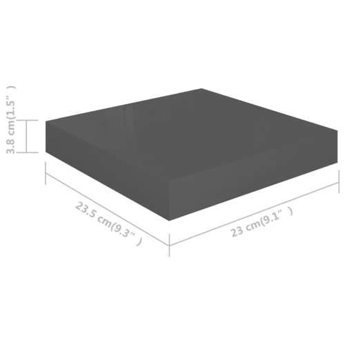 Plutajuće zidne police 2 kom sjajne sive 23 x 23,5 x 3,8 cm MDF - visoko sjajno siva 23 x 23.5 x 3.8 cm 2 1 Cijena