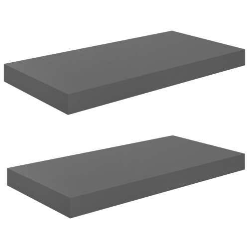 Plutajuće zidne police 2 kom sjajne sive 50 x 23 x 3,8 cm MDF - visoko sjajno siva 50 x 23 x 3.8 cm 2 1 Cijena