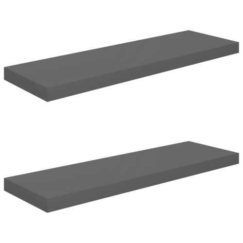 Plutajuće zidne police 2 kom sjajne sive 80 x 23,5 x 3,8 cm MDF - visoko sjajno siva 80 x 23.5 x 3.8 cm 2 1 Cijena