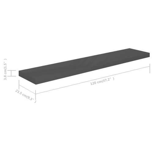 Plutajuća zidna polica visoki sjaj siva 120 x 23,5 x 3,8 cm MDF - visoko sjajno siva 120 x 23.5 x 3.8 cm 1 Cijena