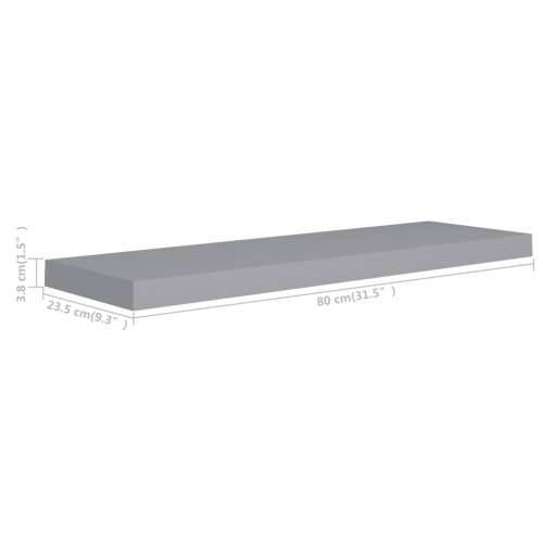 Plutajuće zidne police 2 kom sive 80 x 23,5 x 3,8 cm MDF - Siva 80 x 23.5 x 3.8 cm 2 1 Cijena
